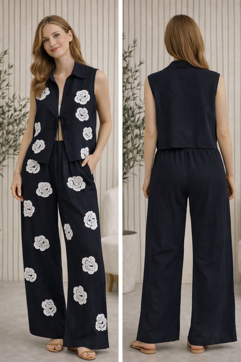 Conjunto Riviera Floral (Linho)