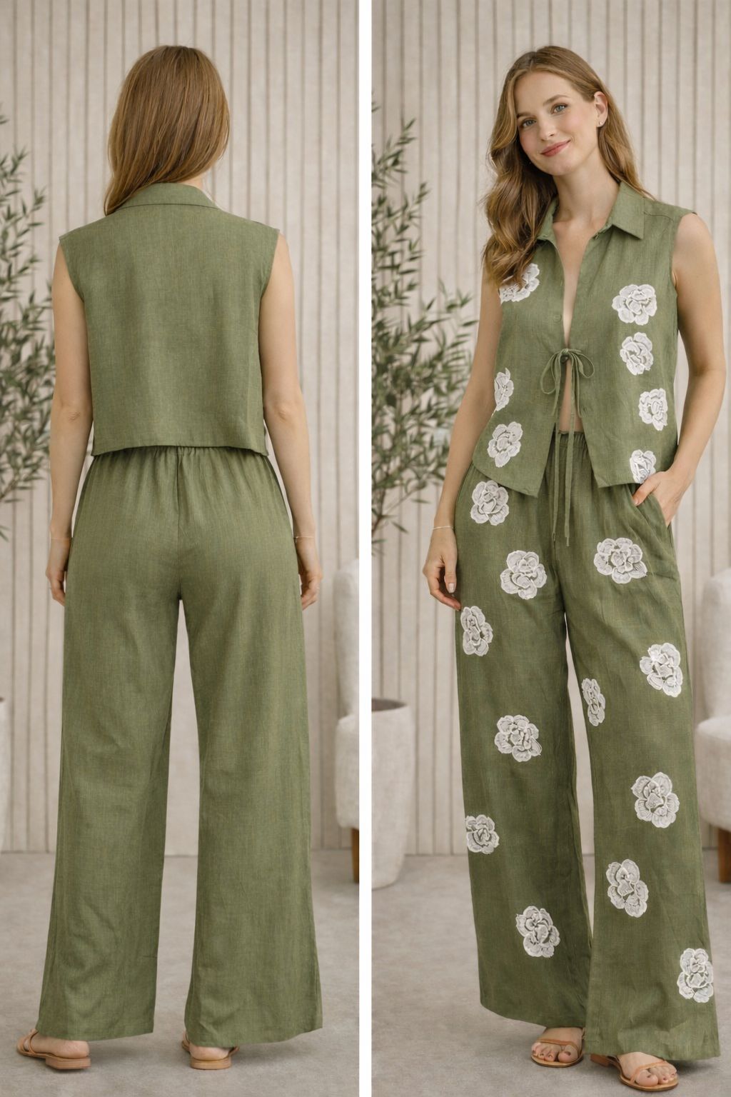 Conjunto Riviera Floral (Linho)